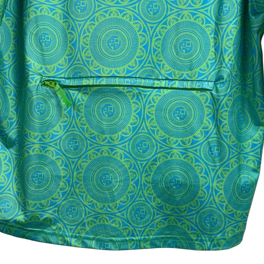 Gretchen Scott St Lawrence Half Zip Pullover Turq Kelly Medallion XL - Picture 8 of 16